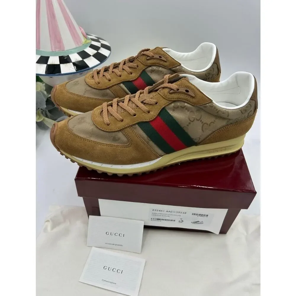 Men's Gucci re motion, canvas and suede sneakers size 9, made in Italy